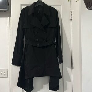 BCBG OPHELIA TRENCH COAT  RUFFLE BACK (Black, M)